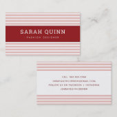 Carte De Visite MODERNE STRIPE MINIMALE marron rose pâle rouge bla (Devant / Derrière)