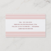 Carte De Visite MODERNE STRIPE MINIMALE marron rose pâle rouge bla (Dos)