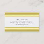 Carte De Visite MODERNE STRIPE MINIMALE moutarde fusain gris blanc (Dos)