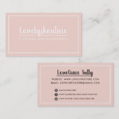 Carte De Visite MODERNE STYLE MINIMAL simple bordure rose pâle (Devant / Derrière)