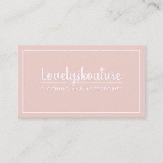 Carte De Visite MODERNE STYLE MINIMAL simple bordure rose pâle (Devant)