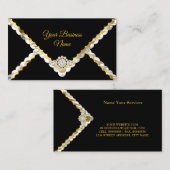 Carte De Visite Moderne Stylish Or noir blanc argent diamant gem (Devant / Derrière)