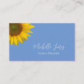 Carte De Visite Moderne Sunflower QR code Bleu Botanique (Devant)