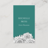 Carte De Visite Moderne Sunflowers QR code tendance Turquoise vert (Devant)