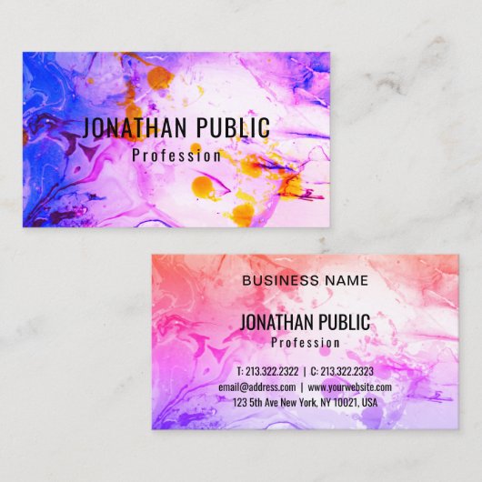 Carte De Visite Moderne tendance Art Abstrait élégant Modèle (Devant / Derrière)