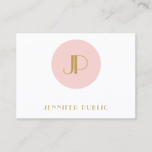 Carte De Visite Moderne tendance Blush rose or Monogramme élégant