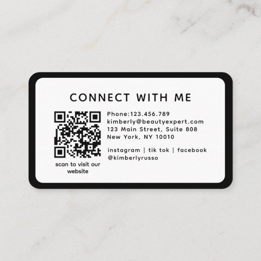 Carte De Visite Moderne, tendance, Code QR, Salon (Dos)