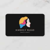 Carte De Visite Moderne, tendance, Code QR, Salon, Femme-Logo (Devant)