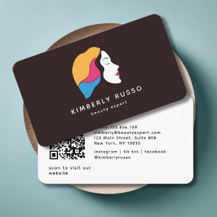 Carte De Visite Moderne, tendance, Code QR, Salon, Femme-Logo