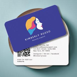 Carte De Visite Moderne, tendance, Code QR, Salon, Femme-Logo