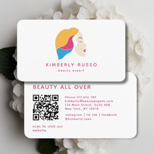 Carte De Visite Moderne, tendance, Code QR, Salon, Logo Femmes