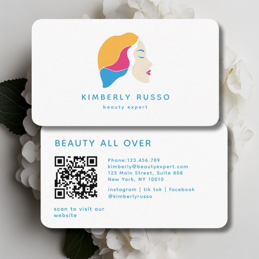 Carte De Visite Moderne, tendance, Code QR, Salon, Logo Femmes