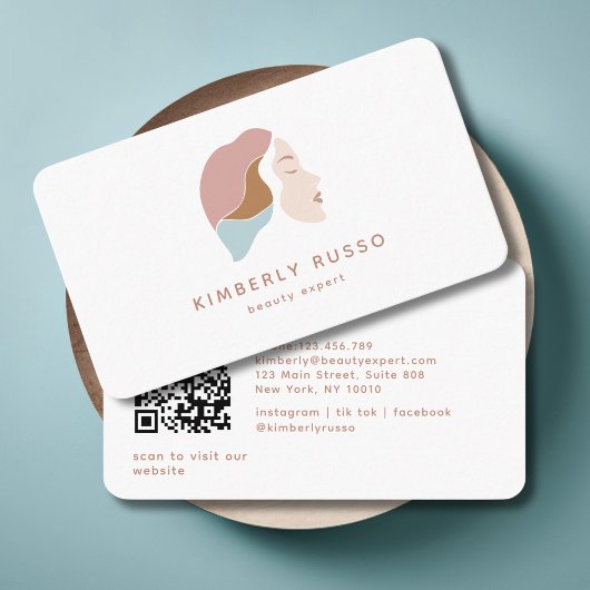Carte De Visite Moderne, tendance, Code QR, Salon, Logo Femmes