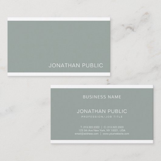 Carte De Visite Moderne tendance Design élégant vert élégant Desig (Devant / Derrière)