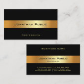 Carte De Visite Moderne tendance Elégant Black Gold Professional (Devant / Derrière)