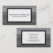 Carte De Visite Moderne tendance Elégant Blanc Gris rayé (Devant / Derrière)