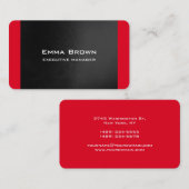 Carte De Visite Moderne tendance Elegant Grey Red Directeur exécut (Devant / Derrière)