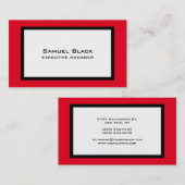 Carte De Visite Moderne tendance Elégant Rouge Noir Blanc (Devant / Derrière)