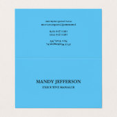 Carte De Visite Moderne tendance Élégant Simple Blue Manager (Extérieur déplié)