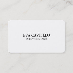 Carte De Visite Moderne tendance Elégant Simple White Manager