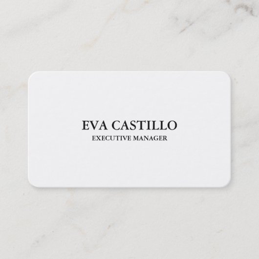 Carte De Visite Moderne tendance Elégant Simple White Manager (Devant)