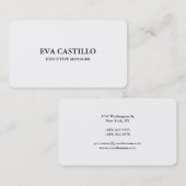Carte De Visite Moderne tendance Elégant Simple White Manager (Devant / Derrière)