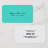 Carte De Visite Moderne tendance Elégant Turquoise Bleu Blanc (Devant / Derrière)