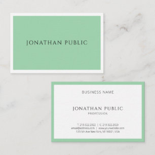 Carte De Visite Moderne tendance Elégant Vert Blanc Blanc Simple M