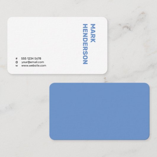Carte De Visite Moderne tendance Minimal Blue (Devant / Derrière)