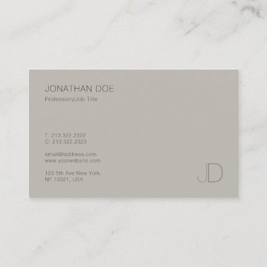 Carte De Visite Moderne tendance Monogram simple professionnel (Dos)
