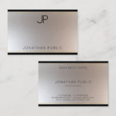 Carte De Visite Moderne tendance Monogramme Or Argent élégant (Devant / Derrière)
