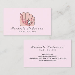 Carte De Visite Moderne tendance Nails Salon Technicien Nail rose