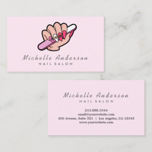 Carte De Visite Moderne tendance Nails Salon Technicien Nail rose