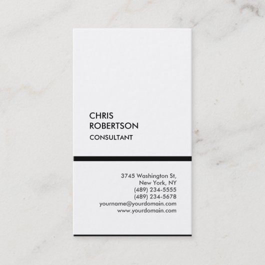 Carte de visite moderne tendance noir blanc vertic (Devant)