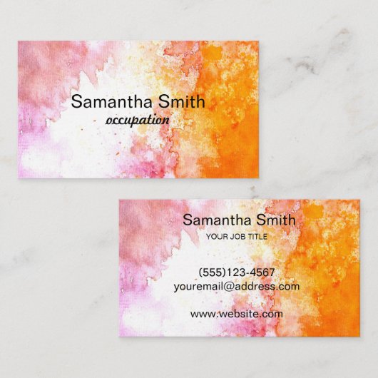 Carte De Visite Moderne tendance Paint Splter Splash Abstrait (Devant / Derrière)