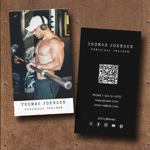 Carte De Visite Moderne tendance Personal Trainer Fitness Photo No