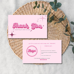 Carte De Visite Moderne tendance rétro rose écriture de commande m