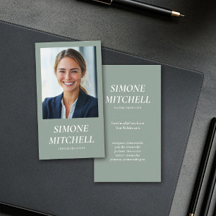 Carte De Visite Moderne tendance Sage Green Médias sociaux Profess