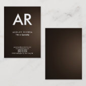 Carte De Visite Moderne tendance Sepia Brown Monogramme (Devant / Derrière)