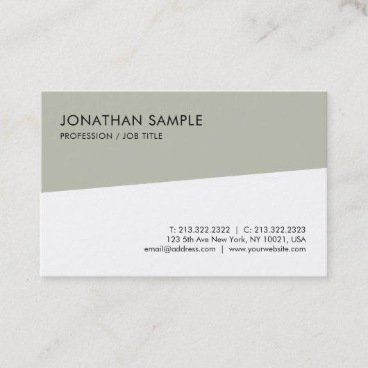 Carte De Visite Moderne Tendance Simple Chic Modèle Professionnel (Devant)