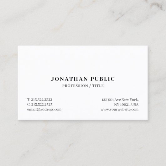Carte De Visite Moderne tendance simple élégant professionnel pers (Devant)