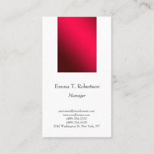 Carte De Visite Moderne tendance sobre minimaliste rouge blanc