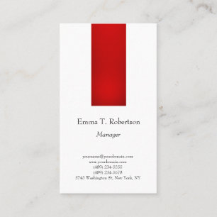 Carte De Visite Moderne tendance sobre minimaliste rouge blanc