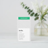 Carte De Visite Moderne Tendance Style Vert Diagonal Grille (Debout devant)