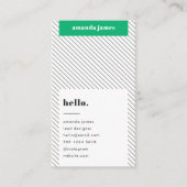 Carte De Visite Moderne Tendance Style Vert Diagonal Grille (Devant)