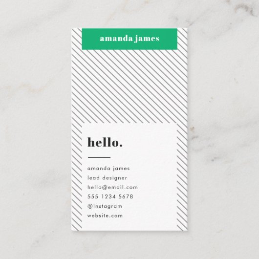 Carte De Visite Moderne Tendance Style Vert Diagonal Grille (Devant)