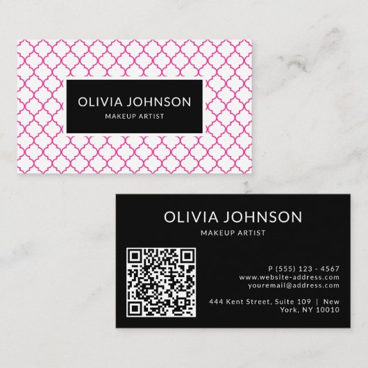 Carte De Visite Moderne Toutes les professions, Beauté Code QR (Devant / Derrière)