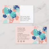 Carte De Visite Moderne Tropical Monstera Leaf Motif Arts Salon (Devant / Derrière)