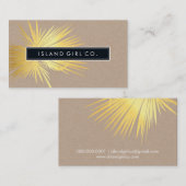 Carte De Visite MODERNE TROPICAL PALM FRONDS logo or kraft tendanc (Devant / Derrière)