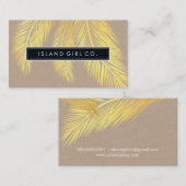 Carte De Visite MODERNE TROPICAL PALM FRONDS logo or kraft tendanc (Devant / Derrière)